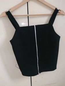Black Tank Top with White Stripe