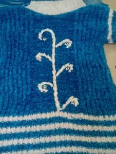 Hand-knitted Blue Sweater