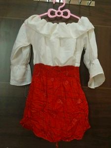 Girls&#39; White &amp; Red Dress