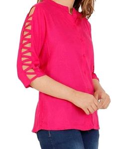 Pink Cutout Sleeve Top