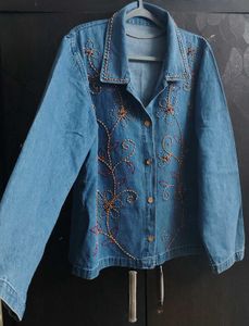 Bead Work Denim Jacket Aka Shirt