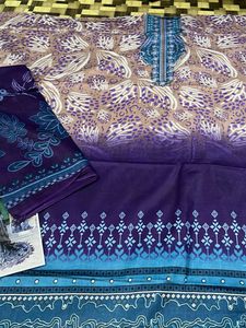 Printed Fabric - Purple, Blue, &amp; Tan