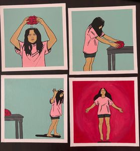 Set Of 4- Brain Art Canvas