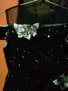 Girls' Black Sequin Party Dress