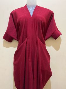 Burgundy Drape Dhoti Style Dress
