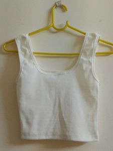 White Ribbed Tank Top