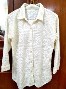 Off White Lace Shirt Top