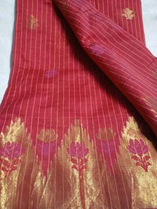 Red &amp; Gold Sari with Floral Border