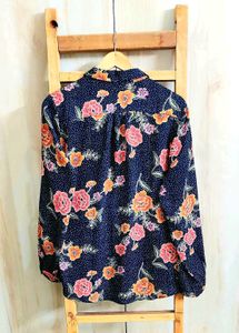 Black Floral Print Shirt Size-44