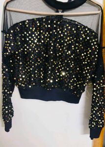 Sequin Sheer Sleeve Top