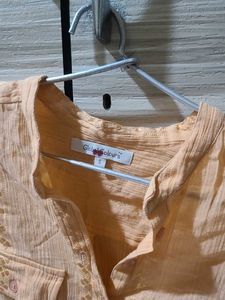 Peach Embroidered Button-Up Shirt