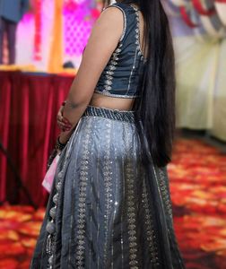 Grey Sequin Lehenga Choli Set