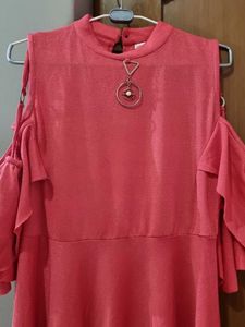 Coral Cold Shoulder Dress