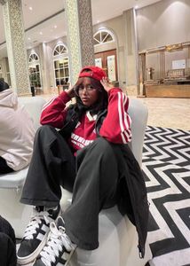 Red &amp; White V-Neck Sweatshirt