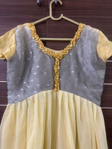 Cream Colour Satin Yoke With Georgette Anarkali