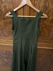 Olive Green Fit &amp; Flare Dress