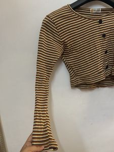 Striped Long Sleeve Crop Top