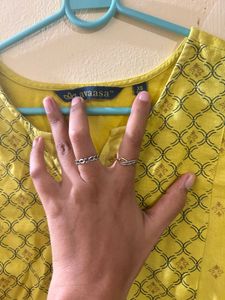 Yellow Embroidered Kurta and T-shirt