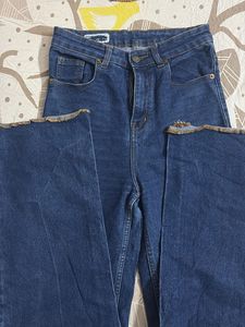 Dark Wash High Waist Straight Leg Denim Jeans