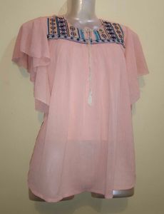 Peach Embroidered Top