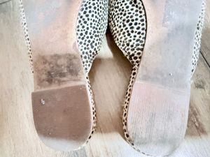Aldo Leather Mules In Leopard Print