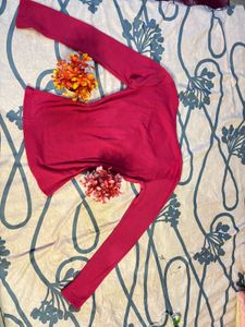 Pink Long Sleeve Sweetheart Neck Top.SIZE-28-34