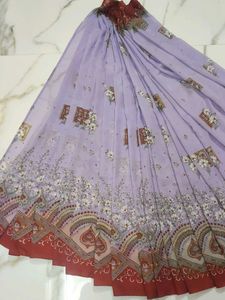 Elegant Lavender Floral Saree