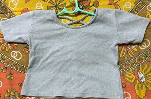 Grey Criss Cross Crop Top