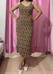 Vintage Print Maxi Dress
