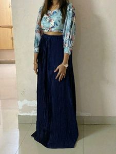 Crop Blouse With Skirt