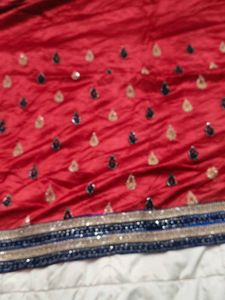 Red &amp; Blue Embroidered Fabric