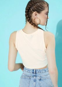 Printed Misty White Tank Crop Top