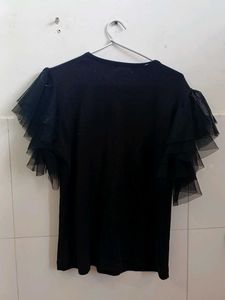 Stylish Black Flared Sleeve Top – Elegant &amp; Trendy