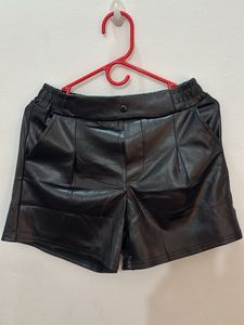 Stylish Black Faux Leather Shorts
