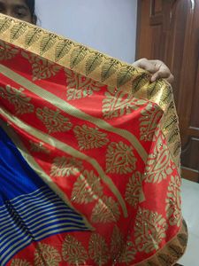 Elegant Blue &amp; Red Saree