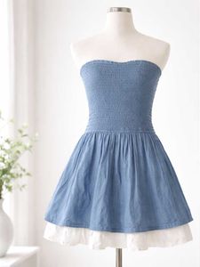 Blue Strapless Mini Dress