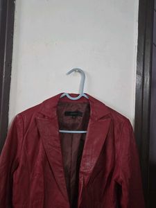 maroon Leather Blazer - bust 32