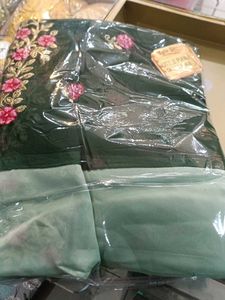 Elegant Green Embroidered Saree