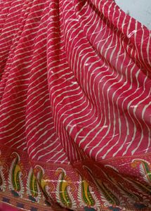 S9 Pink Leheriya Saree with Paisley Border