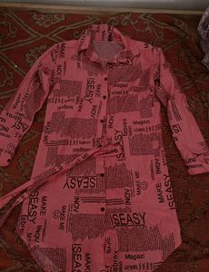 Trendy Newspaper Print Shirt Dress