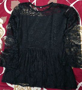 Black Lace Peplum Top