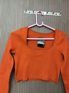 Zara Orange Crop woollen top for S&amp;M size