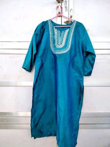 Teal Embroidered Kurta