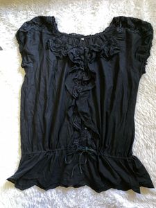 Y2K Black Lace Ruffle Top