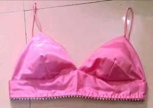 Pink Satin Bralette Blouse