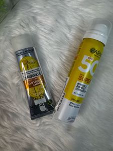 Garnier Vit C Facewash &amp; SPF50 Sunscreen Spray