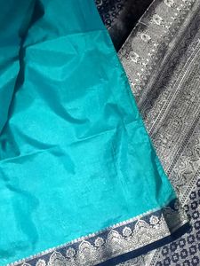 Elegant Teal & Silver Saree