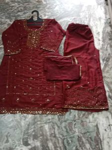 Burgundy Embroidered Salwar Kameez