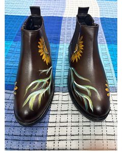 Painted Brown Chelsea Boots
