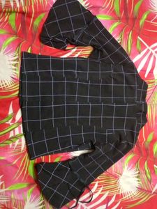 Checkered Bell Sleeve Top